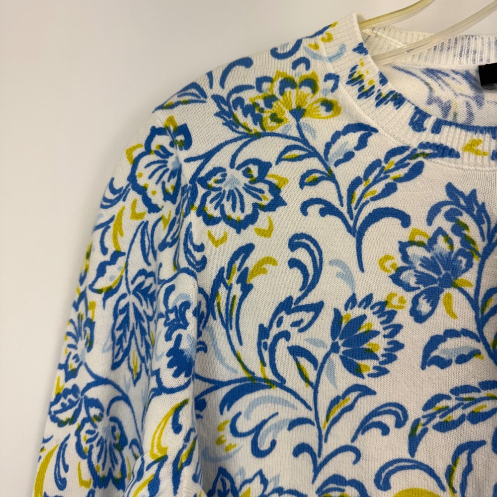 Ann Taylor Floral Cotton Button Front Cardigan Blue White Yellow Size S NWT - Picture 6 of 12